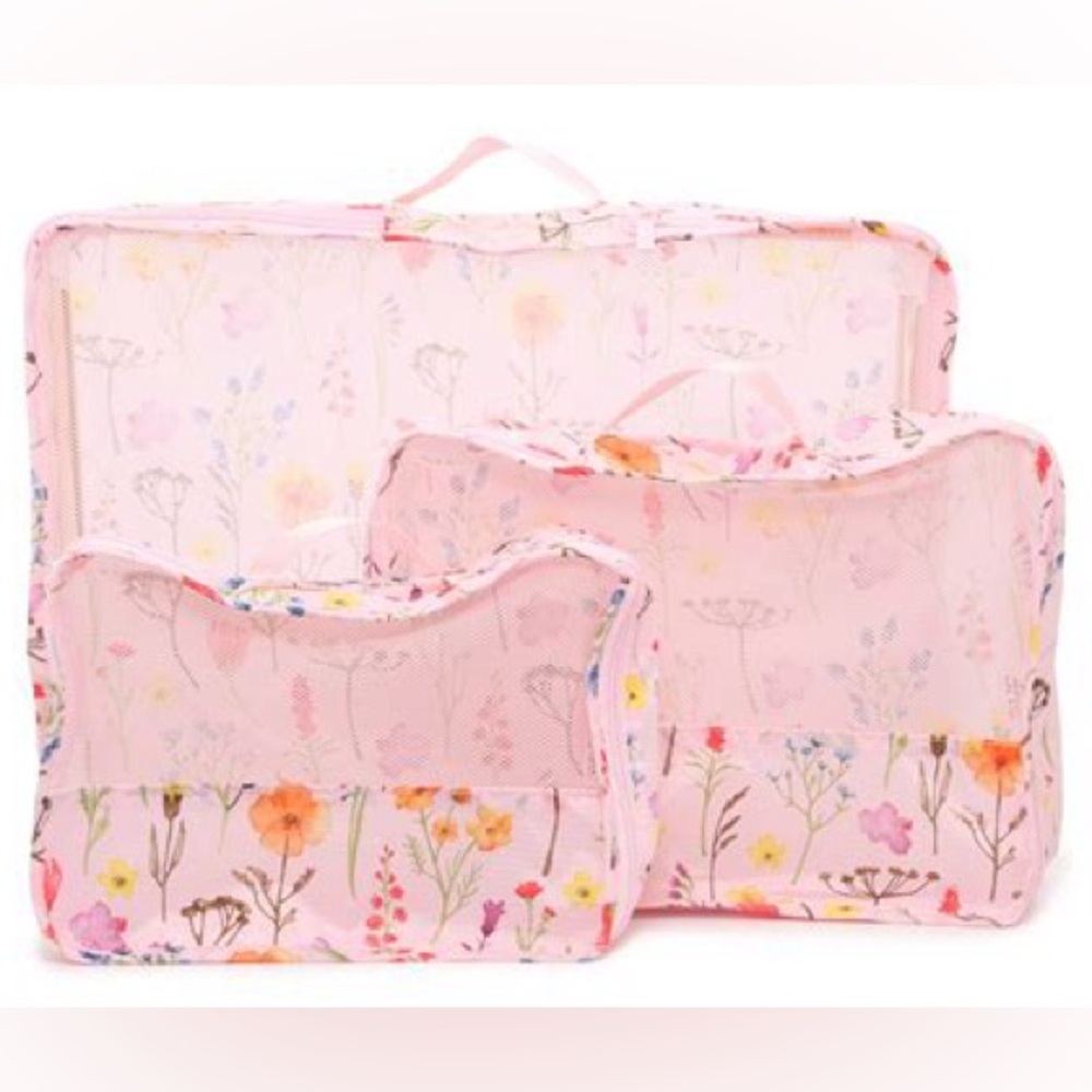 MYTAGALONGS Floral Pink 3 pack packing cubes NWOT***